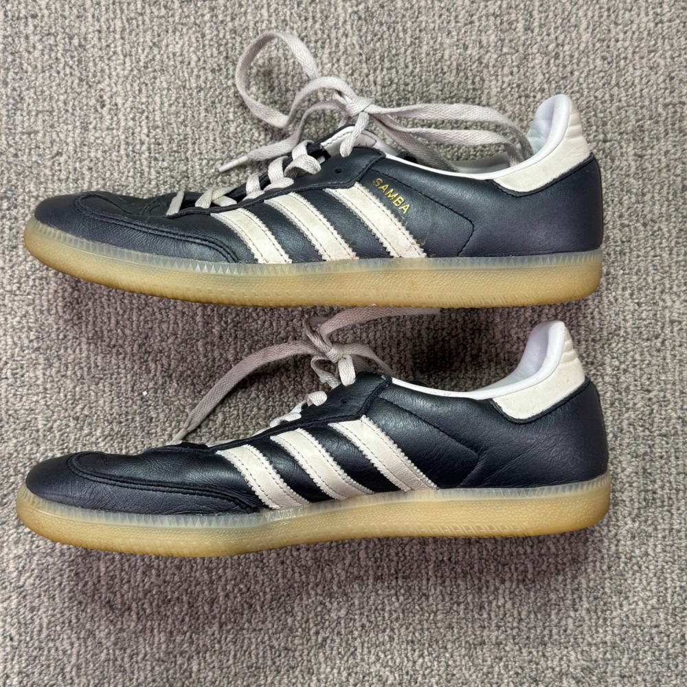 Adidas Samba OG Charcoal Grey Leather Sneakers Men's Size 9.5 Gum Sole